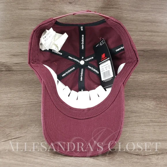 BUNDLE - 2 New Balance Hats Caps Snapback 6 Panel V990 Block N - Navy & Burgundy - Picture 7 of 13